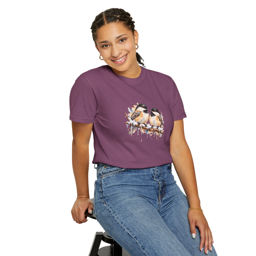 Watercolor Chickadee Birds T-Shirt | Comfort Colors 1717