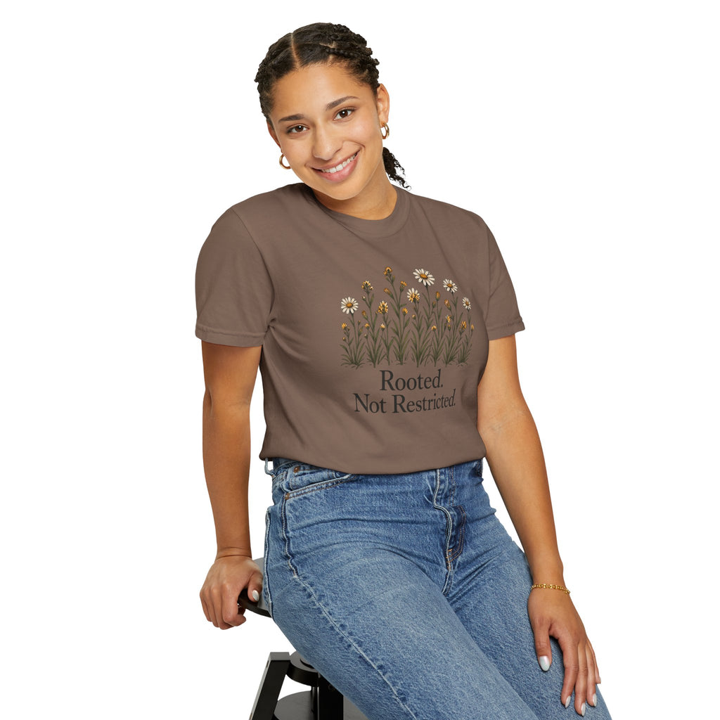 Rooted Not Restricted T-Shirt | Vintage Wildflower Graphic Tee | Comfort Colors 1717