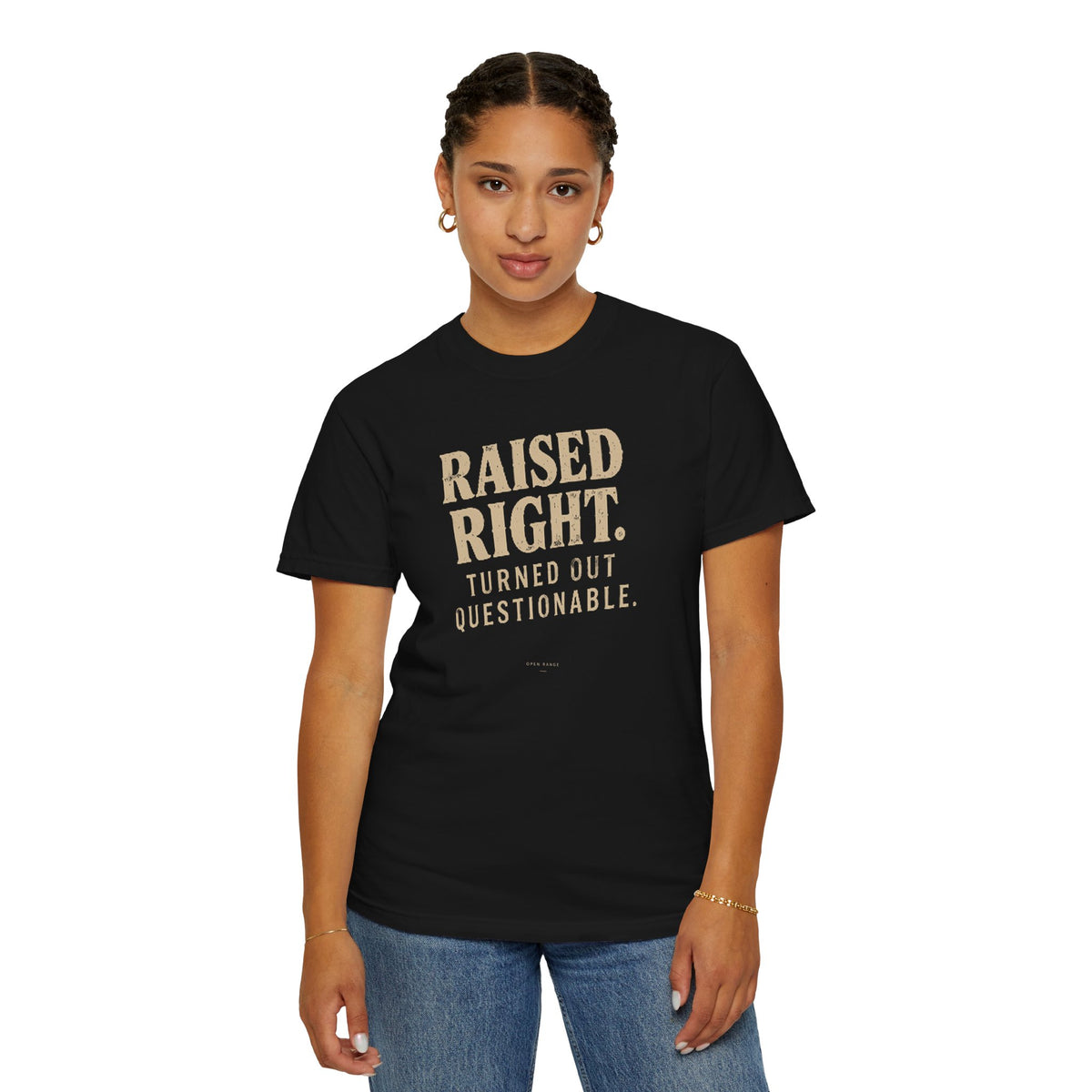Raised Right Turned Out Questionable T-Shirt | Funny Graphic Tee | Comfort Colors 1717