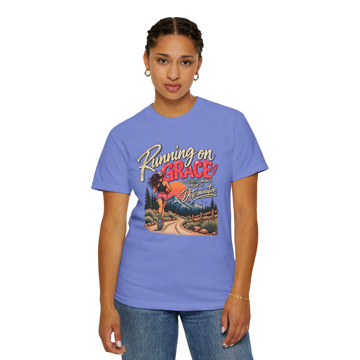 Running on Grace T-Shirt | Funny Faith & Running Graphic Tee