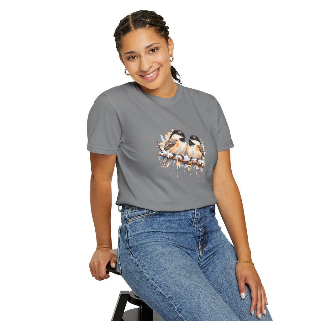 Watercolor Chickadee Birds T-Shirt | Comfort Colors 1717