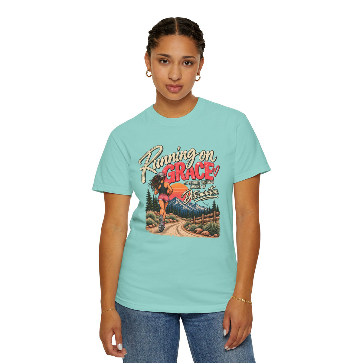 Running on Grace T-Shirt | Funny Faith & Running Graphic Tee