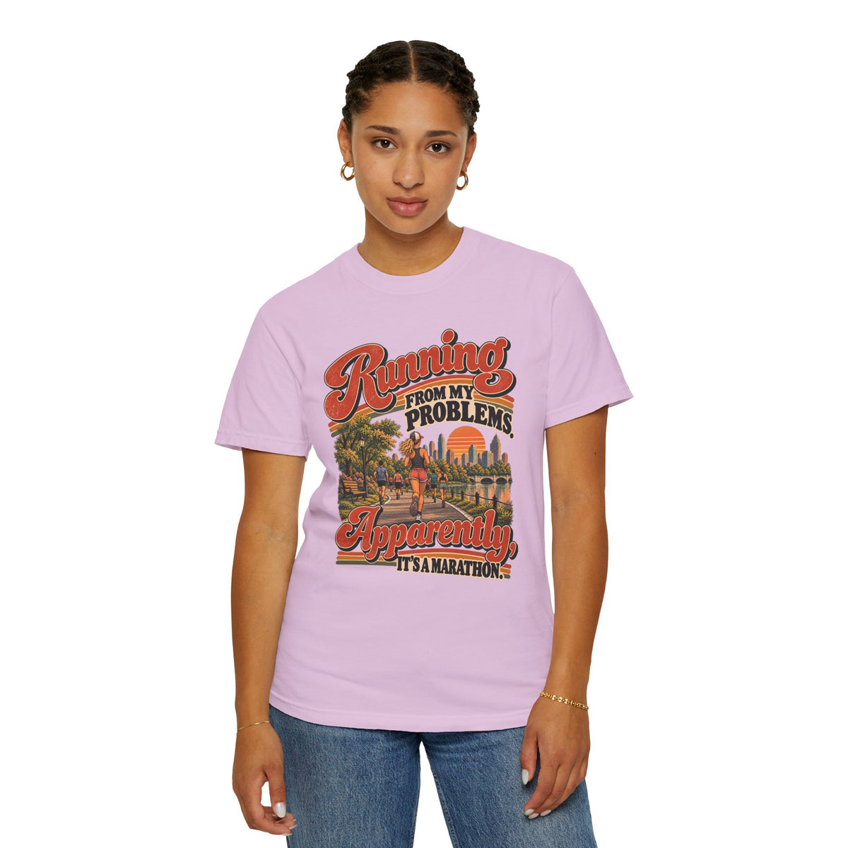 Running From My Problems – Funny Marathon Runner Graphic Tee