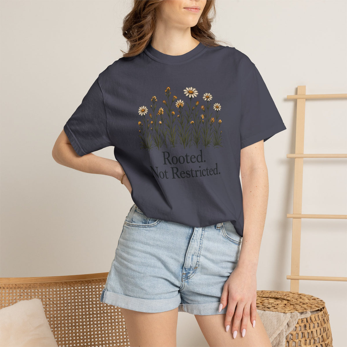 Rooted Not Restricted T-Shirt | Vintage Wildflower Graphic Tee | Comfort Colors 1717