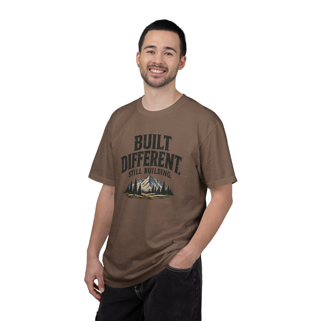 Built Different Still Building T-Shirt | Motivational Mountain Graphic Tee | Comfort Colors 1717