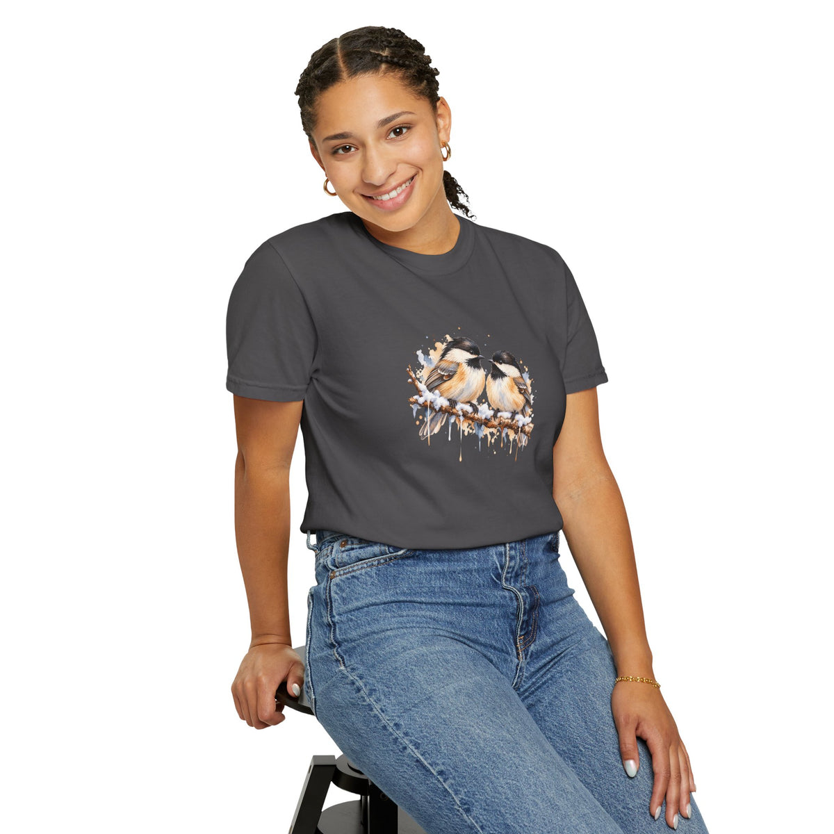 Watercolor Chickadee Birds T-Shirt | Comfort Colors 1717