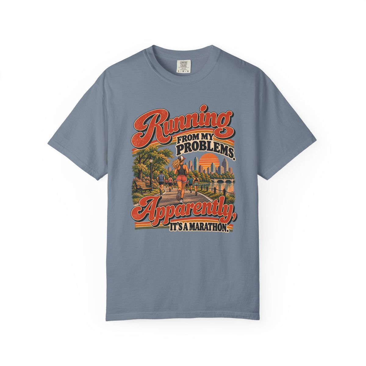Running From My Problems – Funny Marathon Runner Graphic Tee