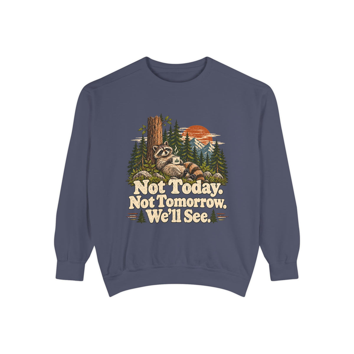 Not Today. Not Tomorrow. We'll See. | Funny Raccoon Sweatshirt