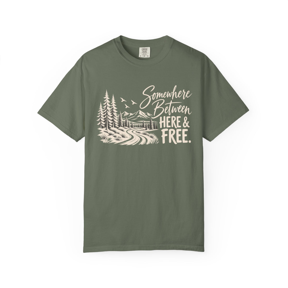 Somewhere Between Here & Free T-Shirt — Western Adventure Graphic Tee