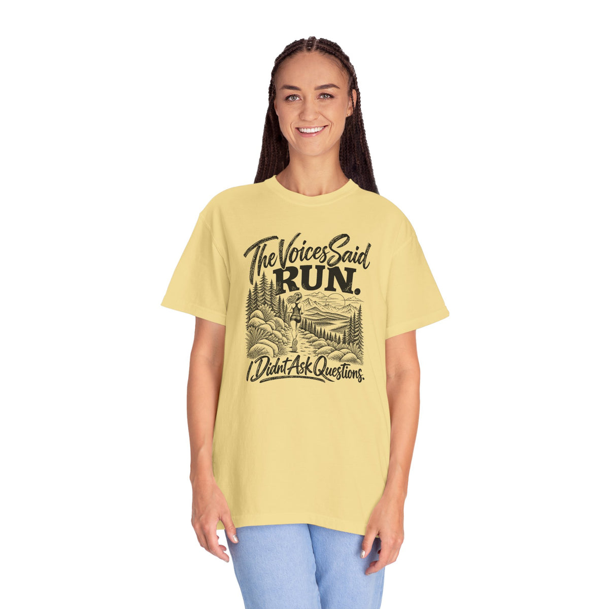 The Voices Said RUN – Funny Trail Running Graphic Tee | Comfort Colors 1717