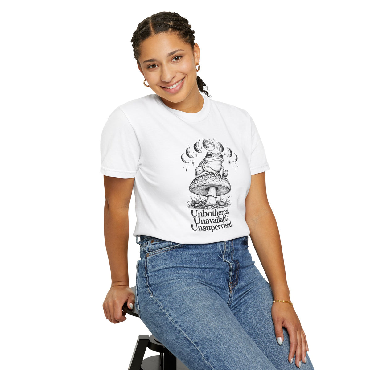 Unbothered Unavailable Unsupervised T-Shirt | Frog Mushroom Graphic Tee | Comfort Colors 1717