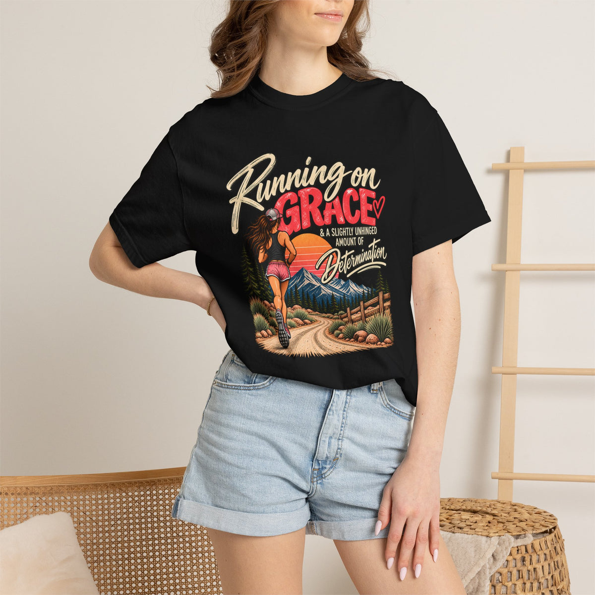 Running on Grace T-Shirt | Funny Faith & Running Graphic Tee