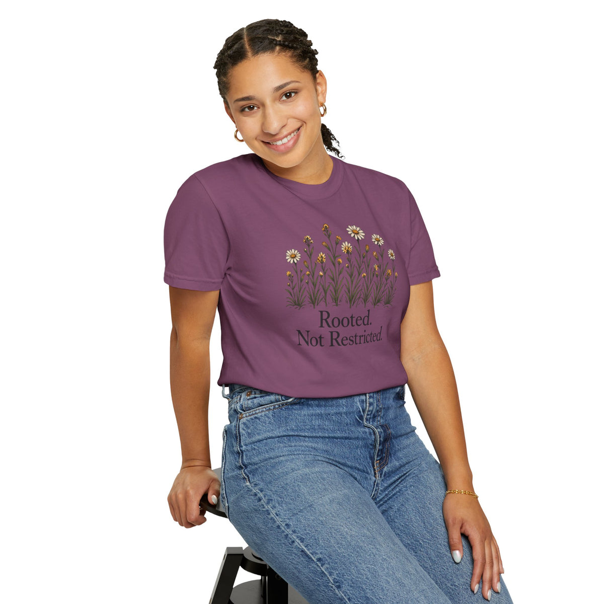 Rooted Not Restricted T-Shirt | Vintage Wildflower Graphic Tee | Comfort Colors 1717