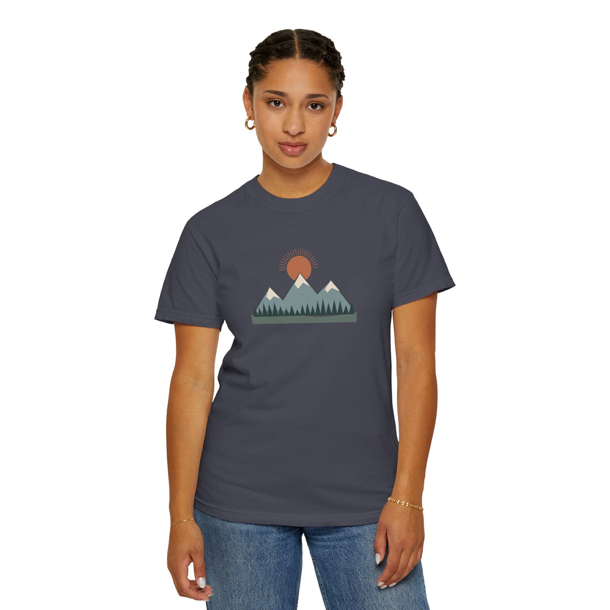 Vintage Mountain Sunset T-Shirt | Minimalist Nature Graphic Tee | Comfort Colors 1717
