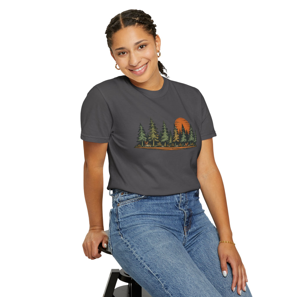 Vintage Forest Sunset T-Shirt | Nature Graphic Tee | Comfort Colors 1717