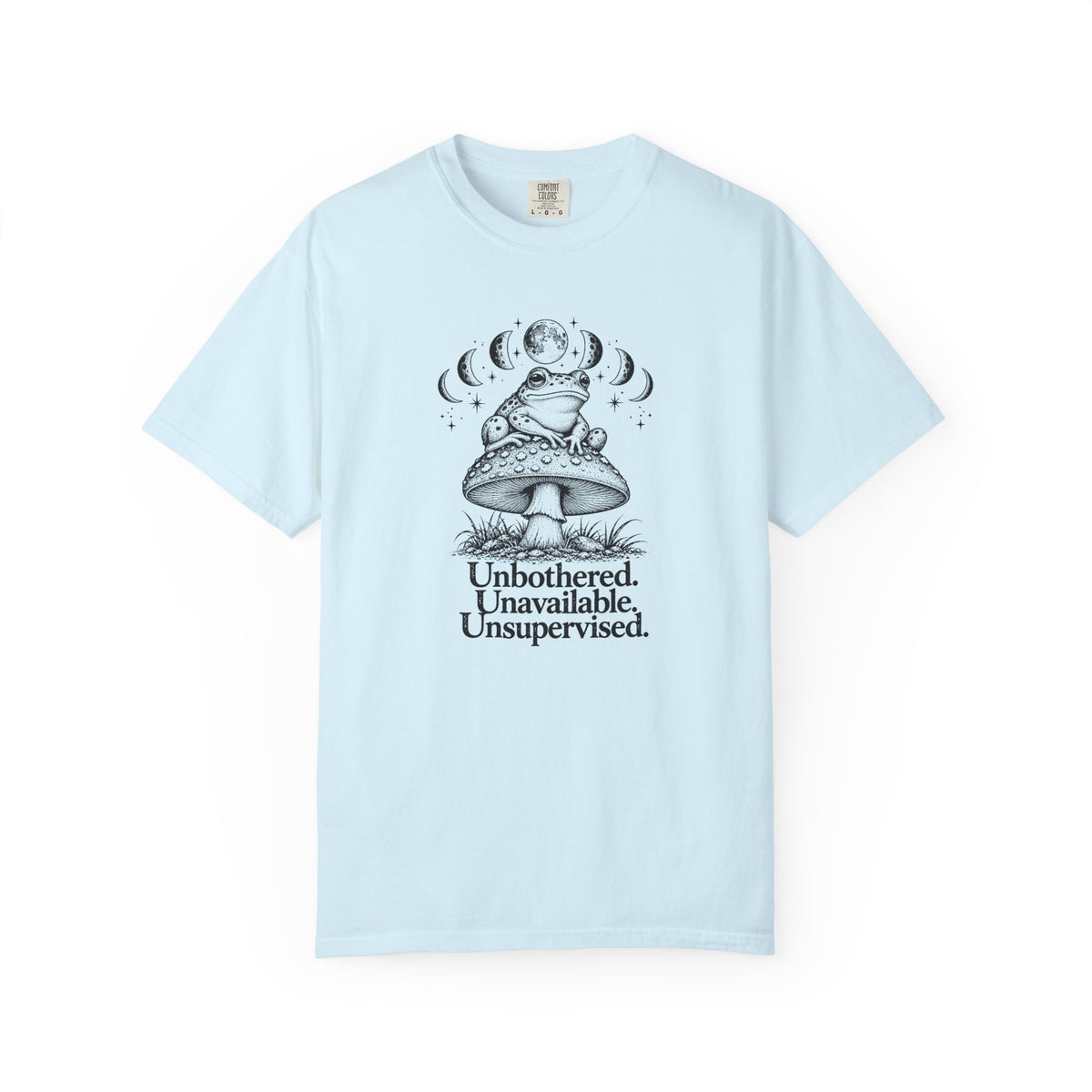 Unbothered Unavailable Unsupervised T-Shirt | Frog Mushroom Graphic Tee | Comfort Colors 1717