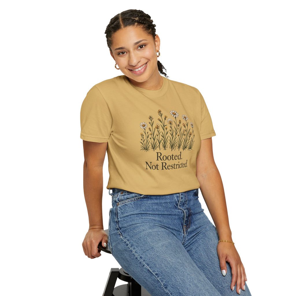 Rooted Not Restricted T-Shirt | Vintage Wildflower Graphic Tee | Comfort Colors 1717