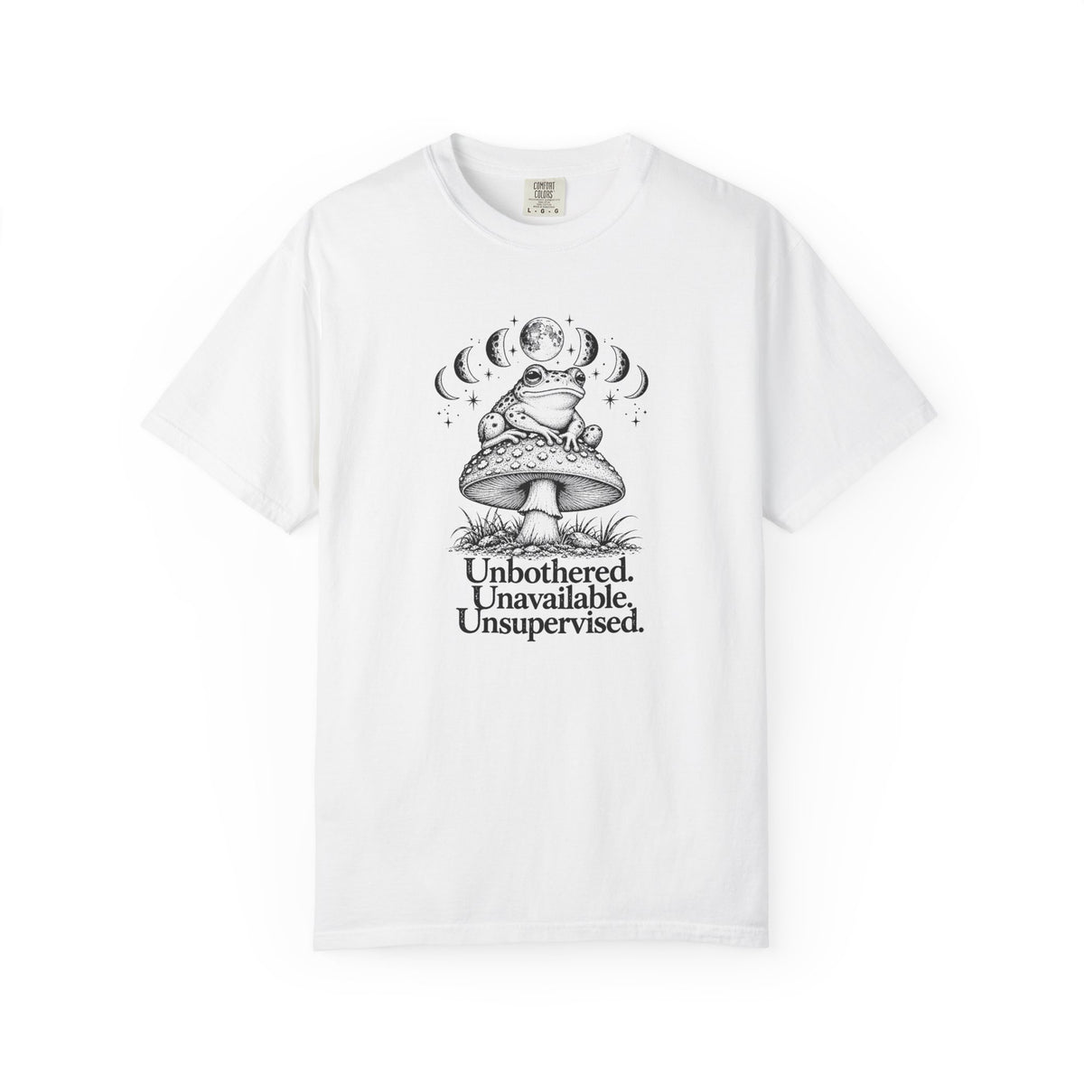 Unbothered Unavailable Unsupervised T-Shirt | Frog Mushroom Graphic Tee | Comfort Colors 1717