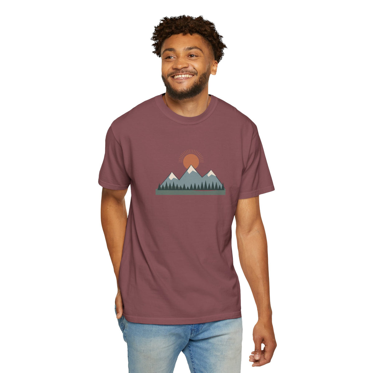 Vintage Mountain Sunset T-Shirt | Minimalist Nature Graphic Tee | Comfort Colors 1717