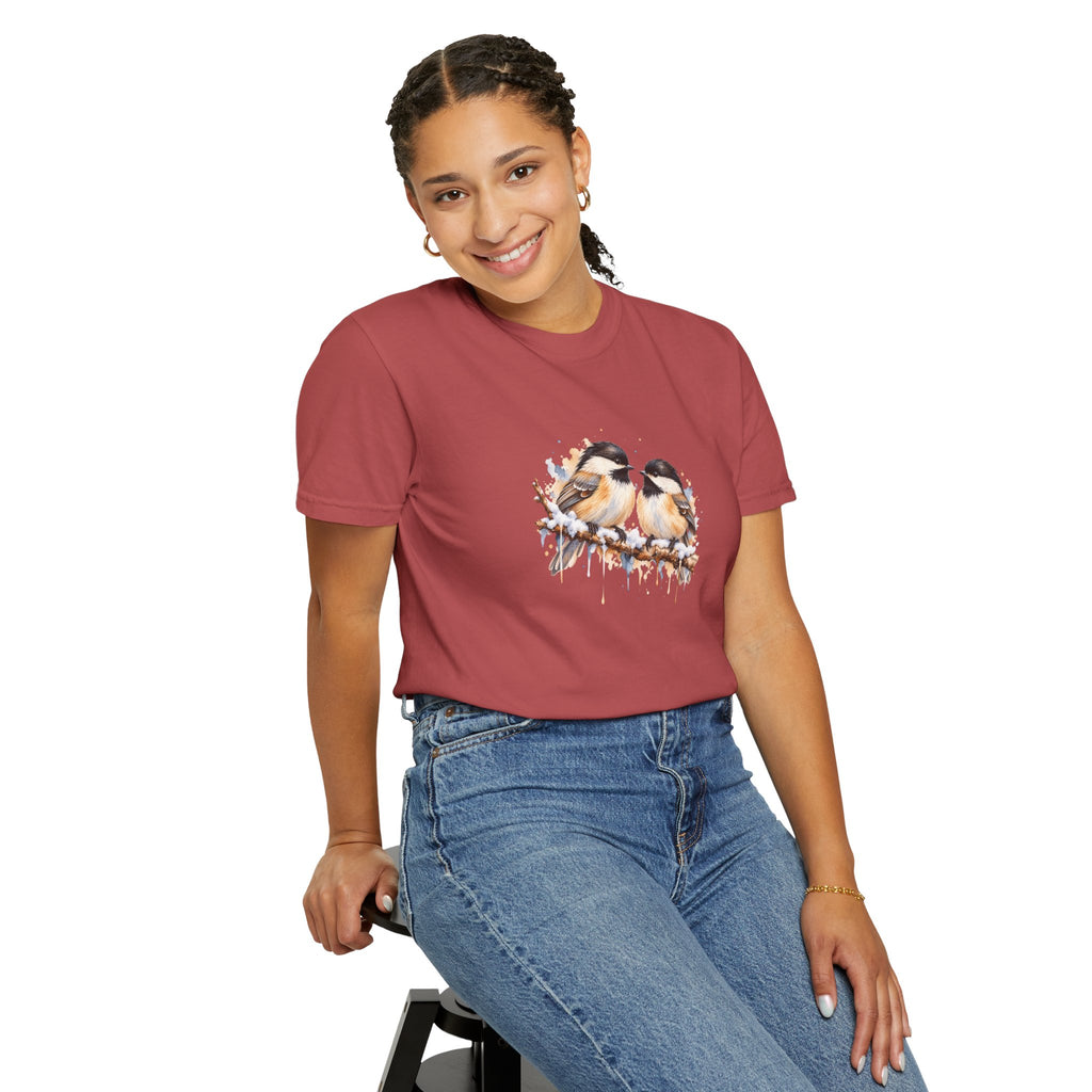 Watercolor Chickadee Birds T-Shirt | Comfort Colors 1717