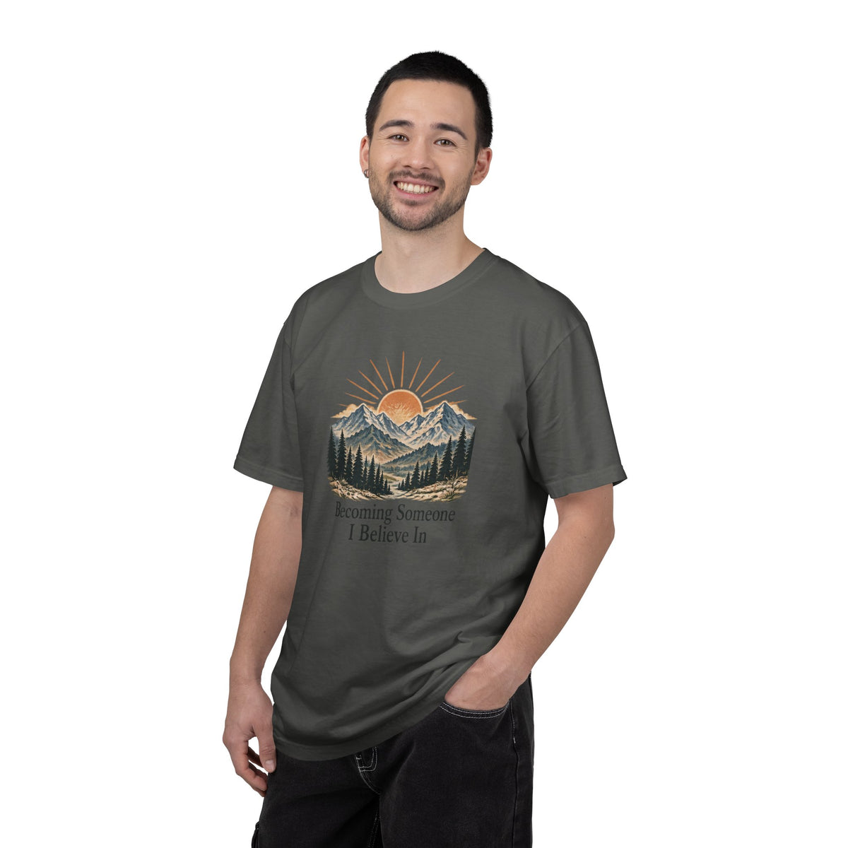 Becoming Someone I Believe In T-Shirt | Inspirational Mountain Graphic Tee | Comfort Colors 1717
