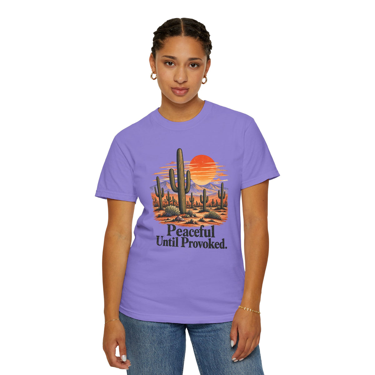 Peaceful Until Provoked | Vintage Desert Cactus Graphic Tee