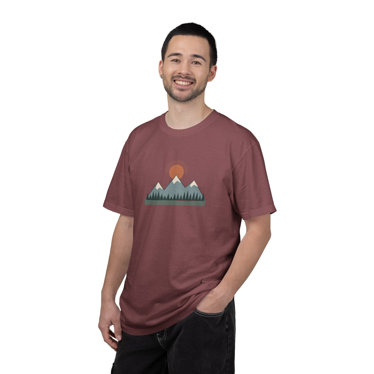 Vintage Mountain Sunset T-Shirt | Minimalist Nature Graphic Tee | Comfort Colors 1717
