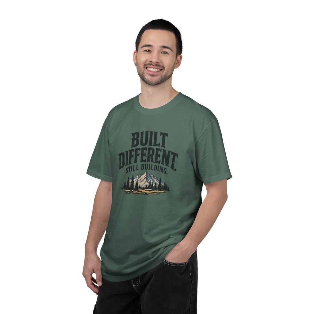 Built Different Still Building T-Shirt | Motivational Mountain Graphic Tee | Comfort Colors 1717