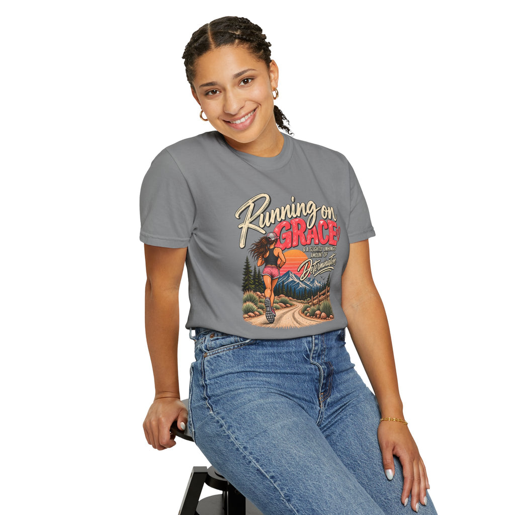 Running on Grace T-Shirt | Funny Faith & Running Graphic Tee