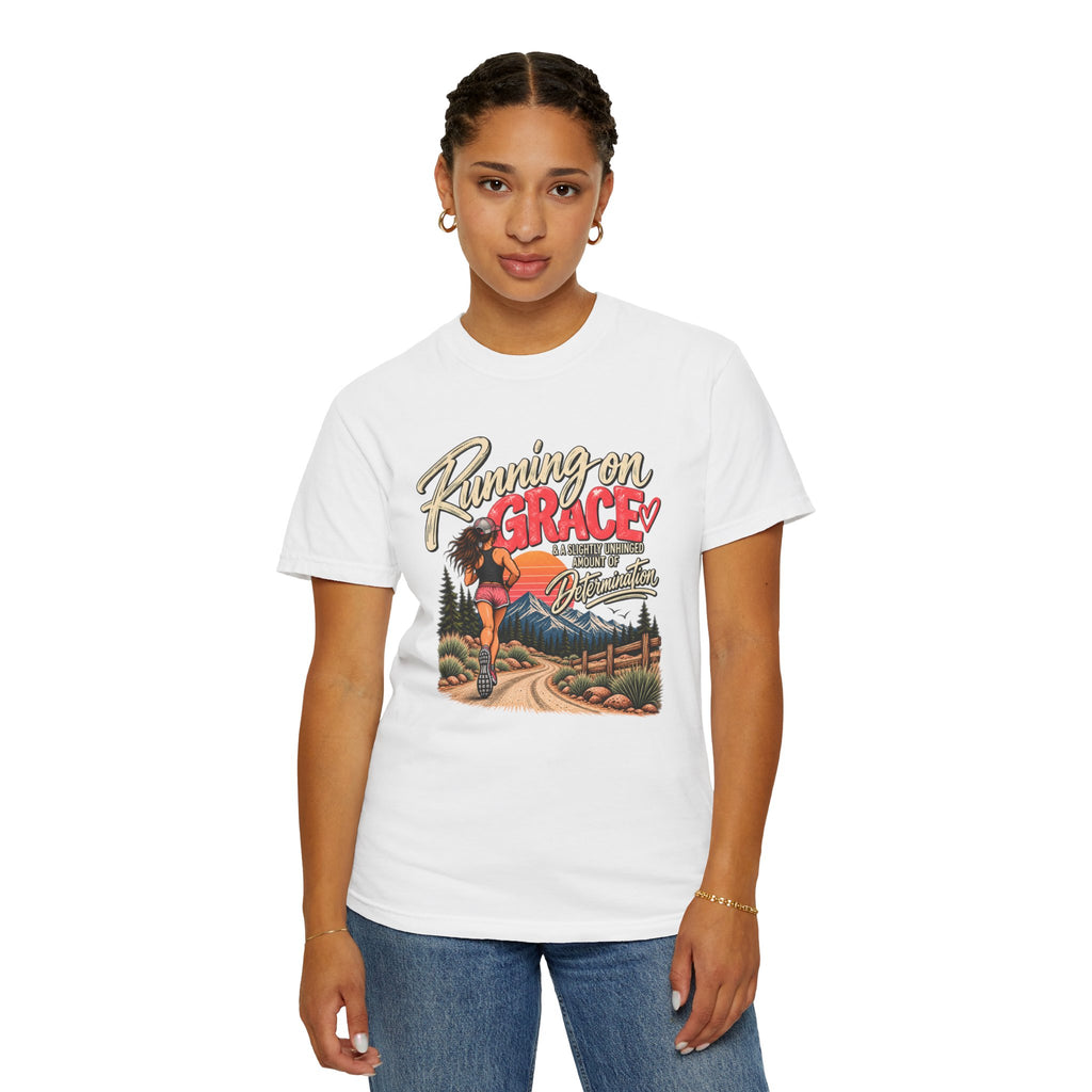 Running on Grace T-Shirt | Funny Faith & Running Graphic Tee