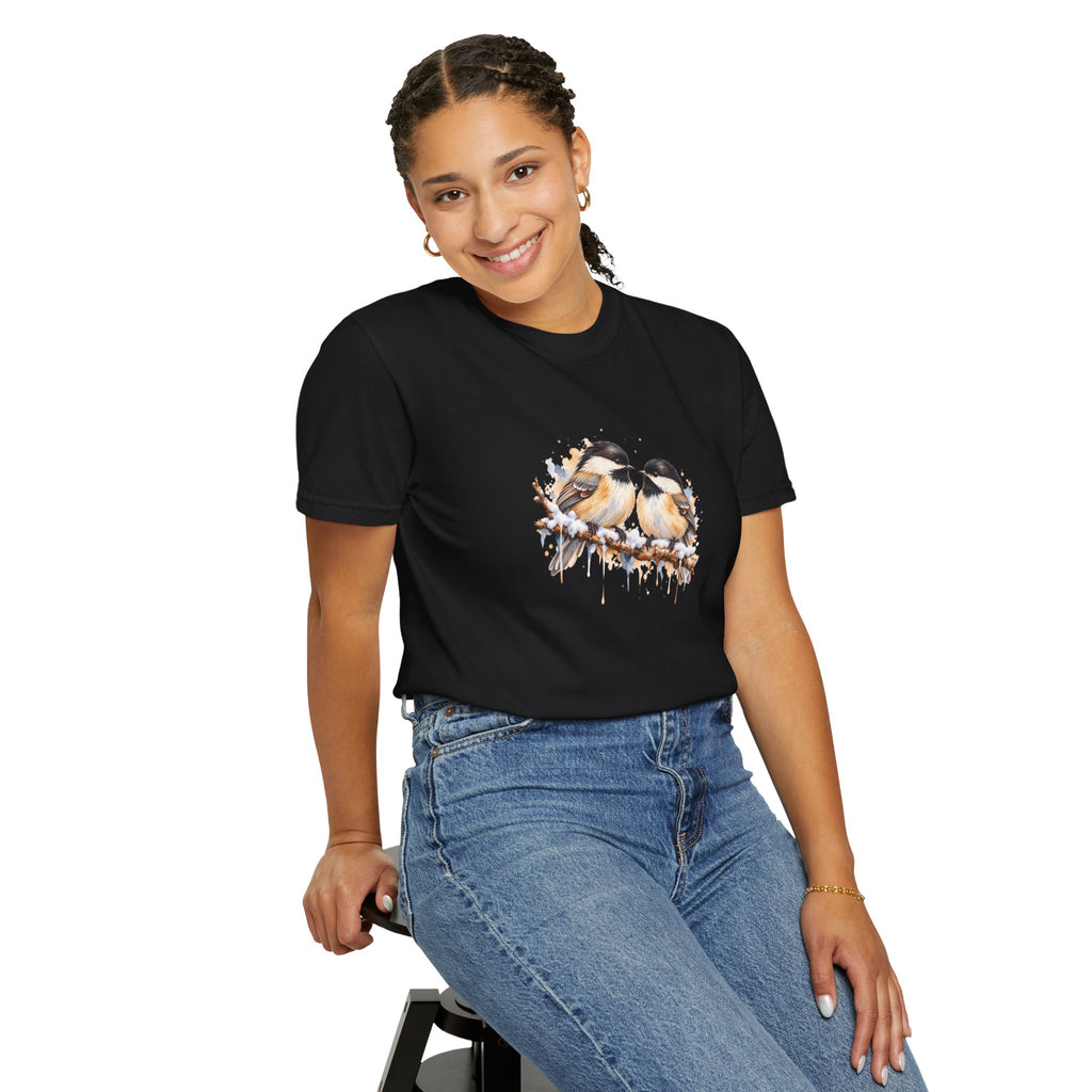 Watercolor Chickadee Birds T-Shirt | Comfort Colors 1717