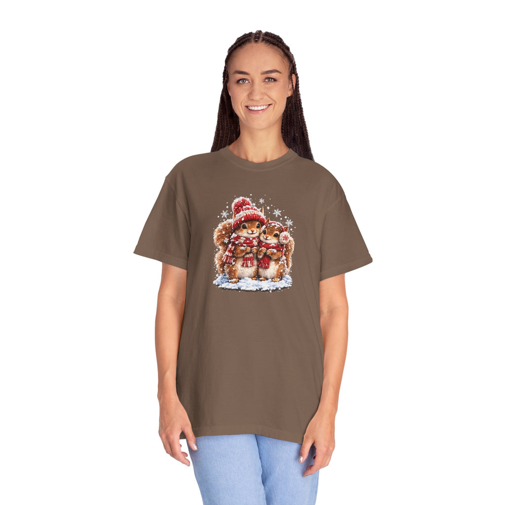 Winter Squirrels T-Shirt | Cute Woodland Graphic Tee | Comfort Colors 1717
