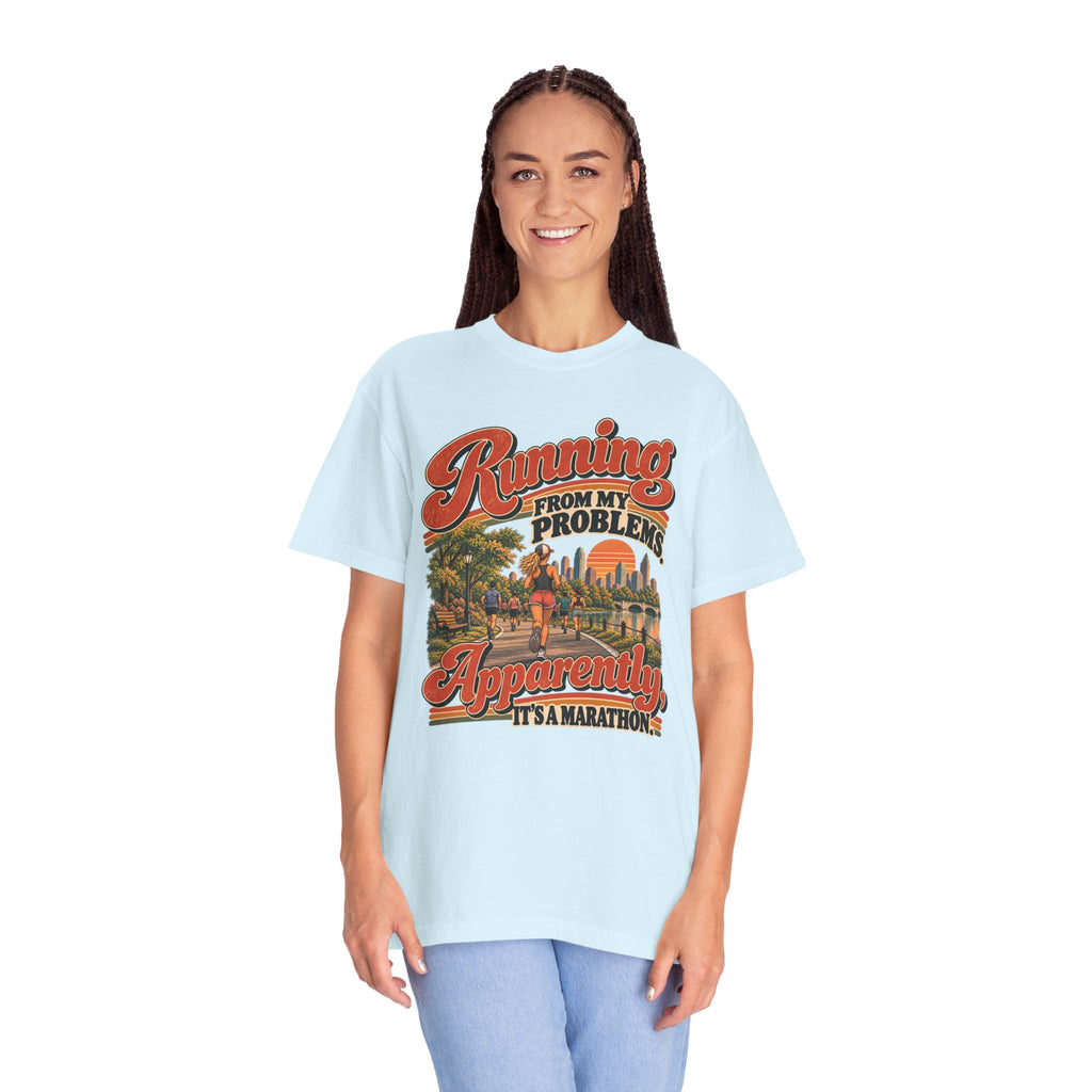 Running From My Problems – Funny Marathon Runner Graphic Tee
