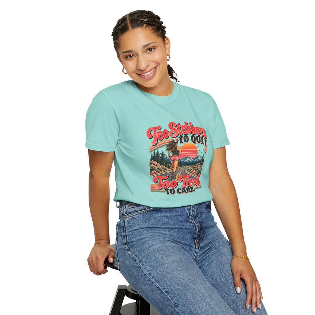 Too Stubborn to Quit T-Shirt | Funny Retro Running Graphic Tee