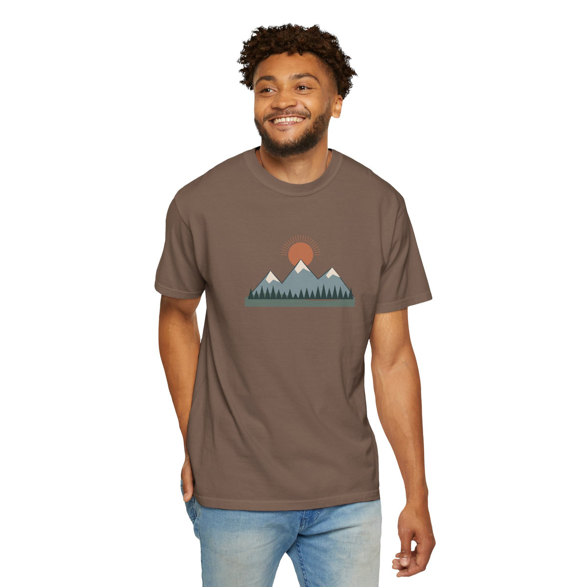 Vintage Mountain Sunset T-Shirt | Minimalist Nature Graphic Tee | Comfort Colors 1717