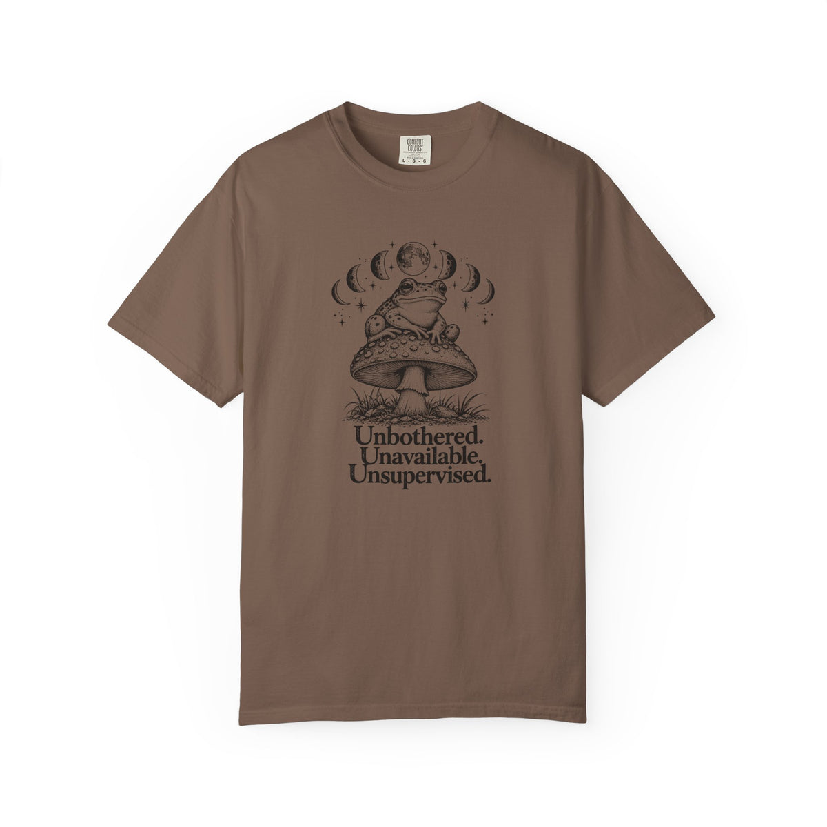 Unbothered Unavailable Unsupervised T-Shirt | Frog Mushroom Graphic Tee | Comfort Colors 1717