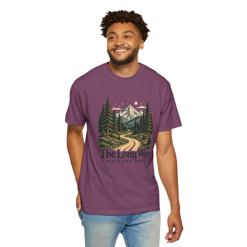 The Long Way Feels Like Home T-Shirt | Vintage Mountain Graphic Tee | Comfort Colors 1717