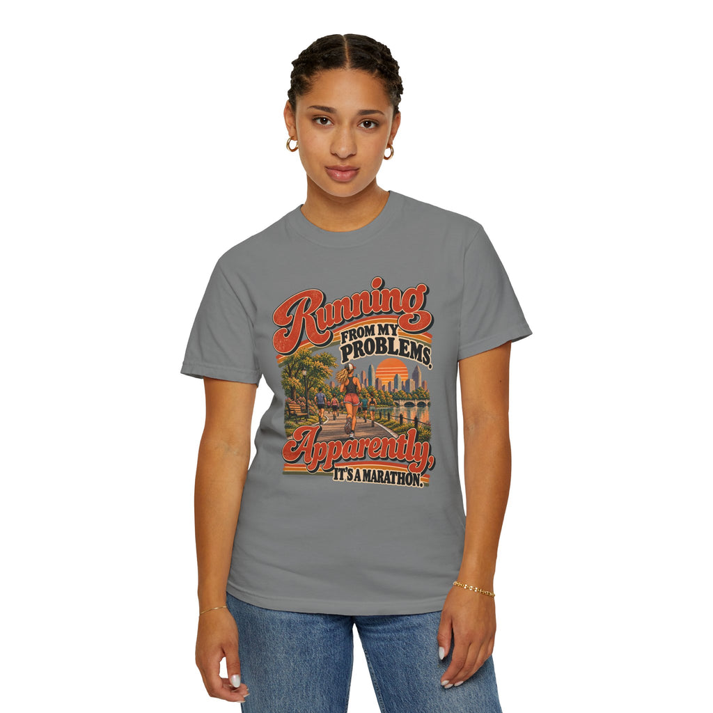 Running From My Problems – Funny Marathon Runner Graphic Tee