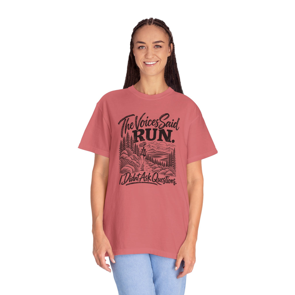 The Voices Said RUN – Funny Trail Running Graphic Tee | Comfort Colors 1717