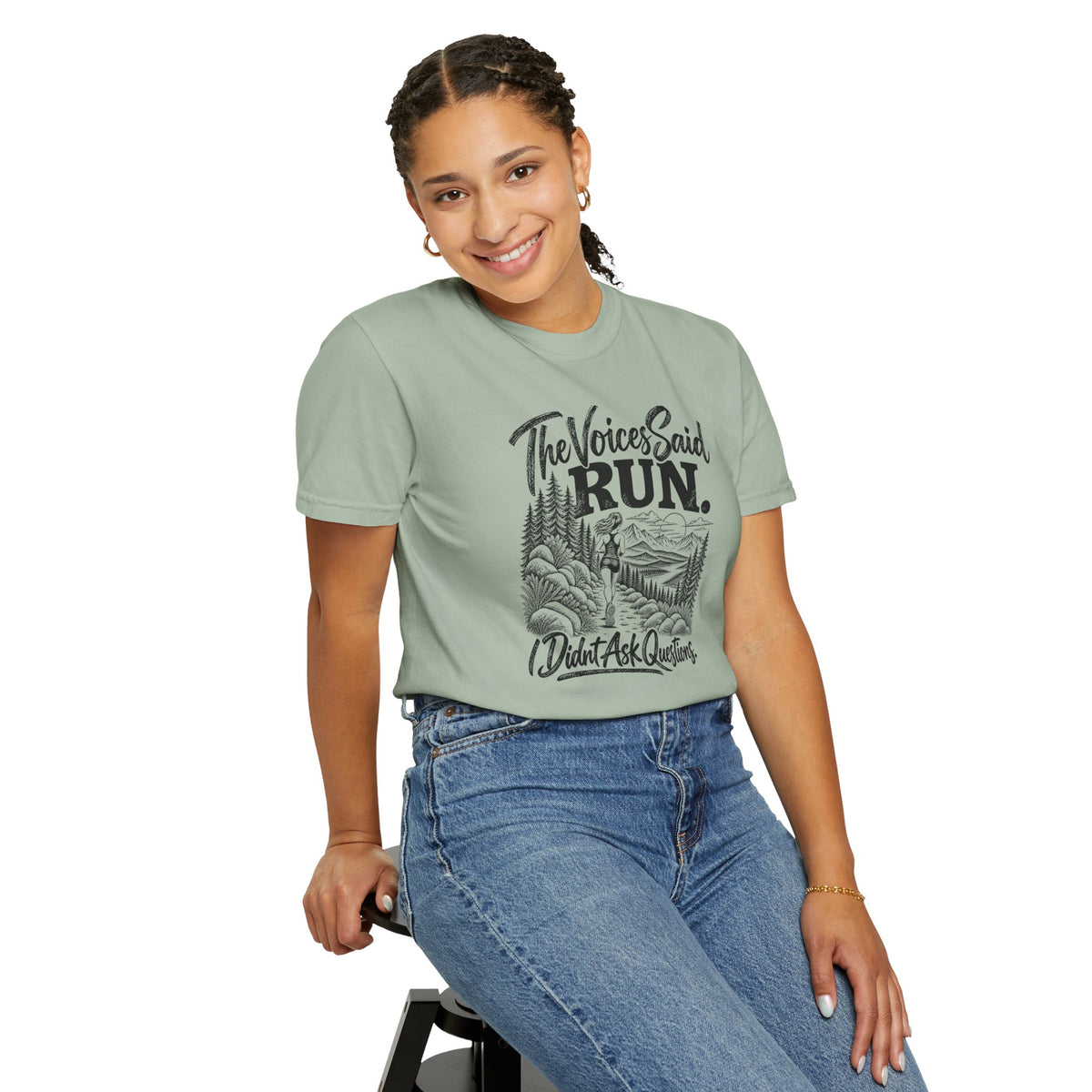 The Voices Said RUN – Funny Trail Running Graphic Tee | Comfort Colors 1717