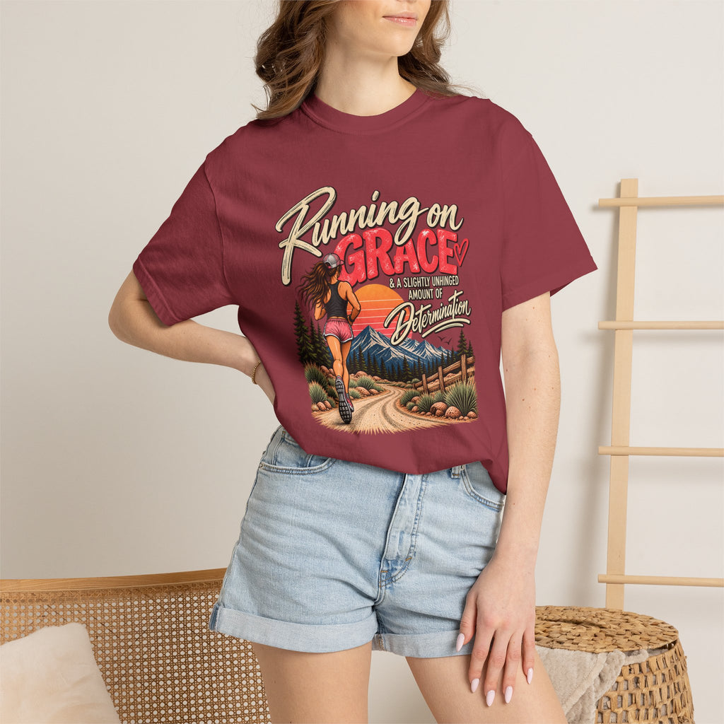 Running on Grace T-Shirt | Funny Faith & Running Graphic Tee