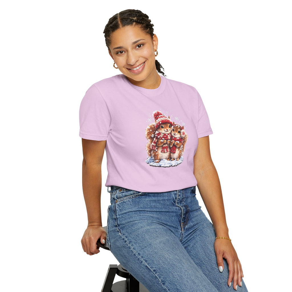 Winter Squirrels T-Shirt | Cute Woodland Graphic Tee | Comfort Colors 1717