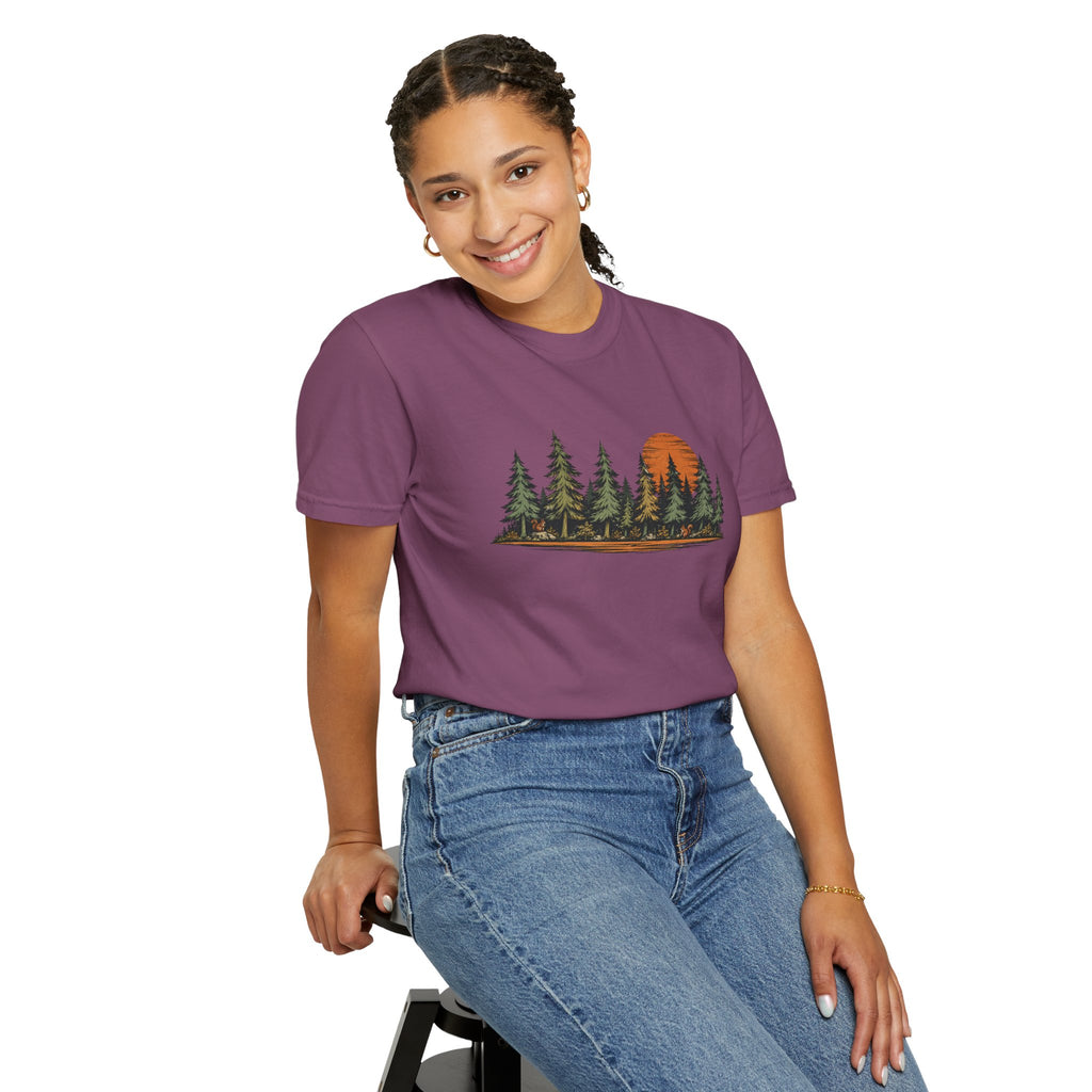 Vintage Forest Sunset T-Shirt | Nature Graphic Tee | Comfort Colors 1717