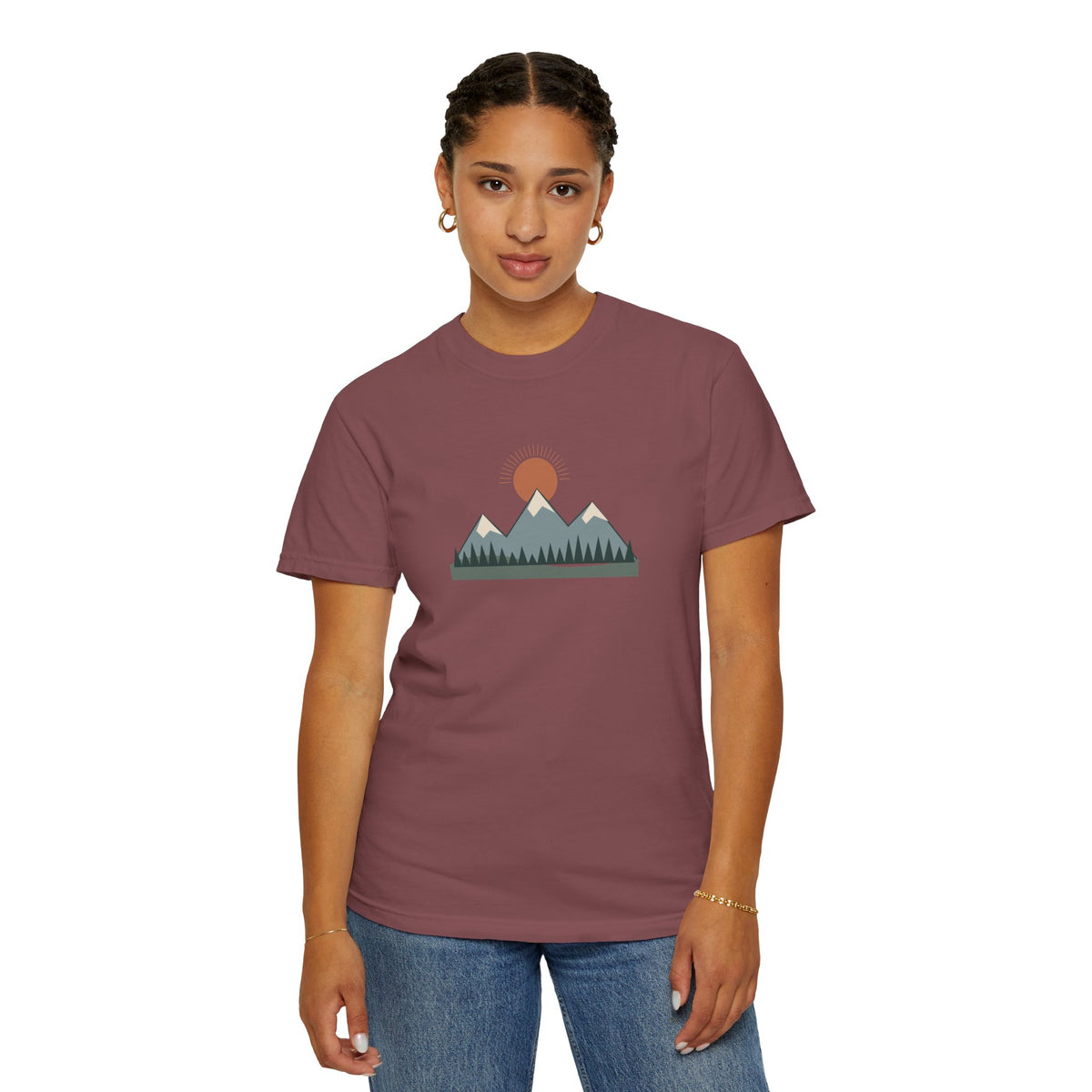 Vintage Mountain Sunset T-Shirt | Minimalist Nature Graphic Tee | Comfort Colors 1717