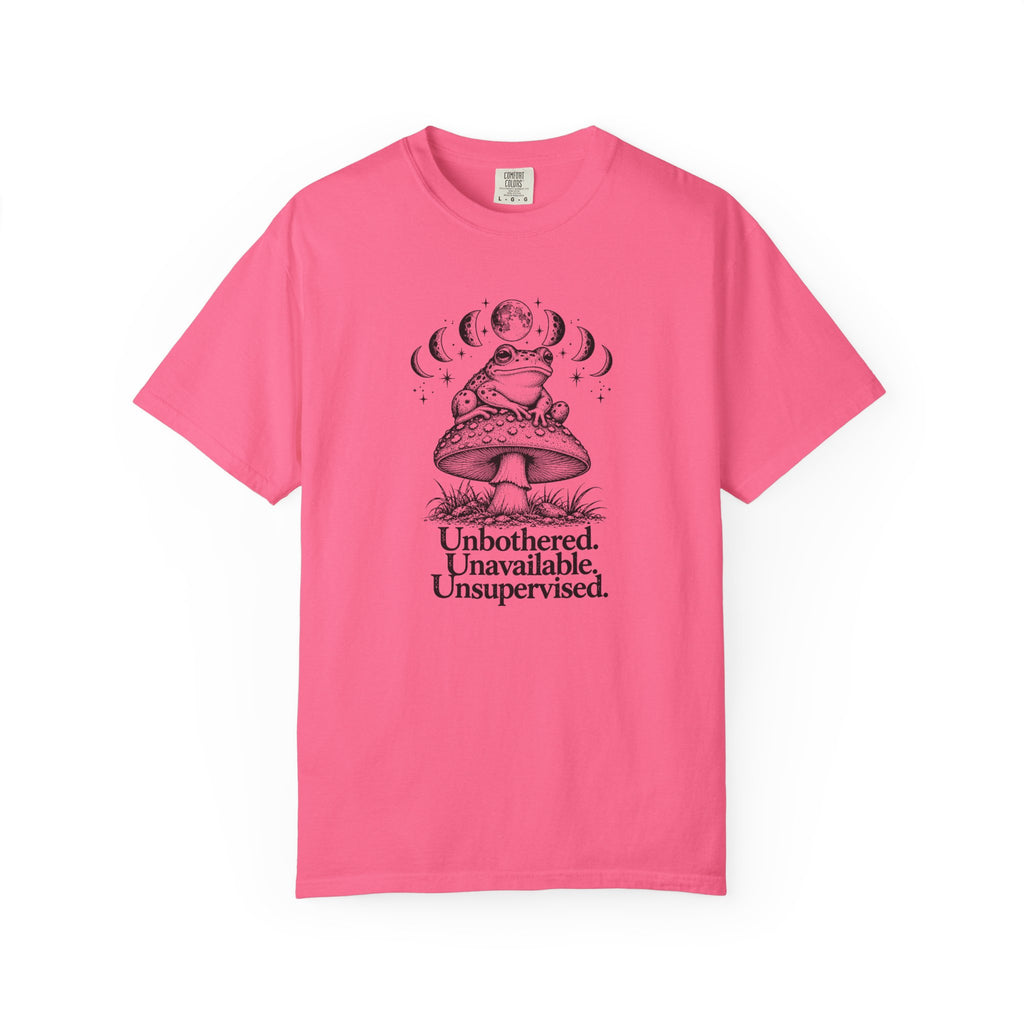 Unbothered Unavailable Unsupervised T-Shirt | Frog Mushroom Graphic Tee | Comfort Colors 1717