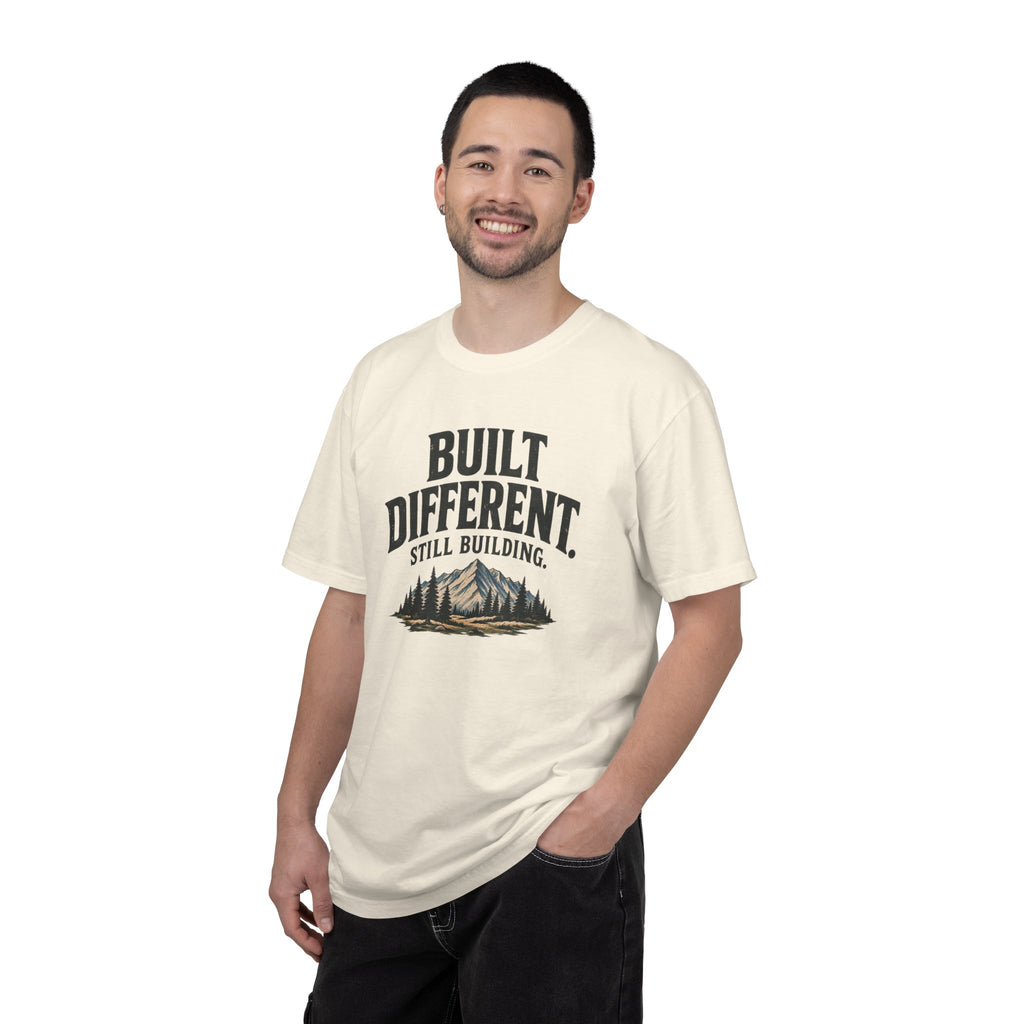 Built Different Still Building T-Shirt | Motivational Mountain Graphic Tee | Comfort Colors 1717