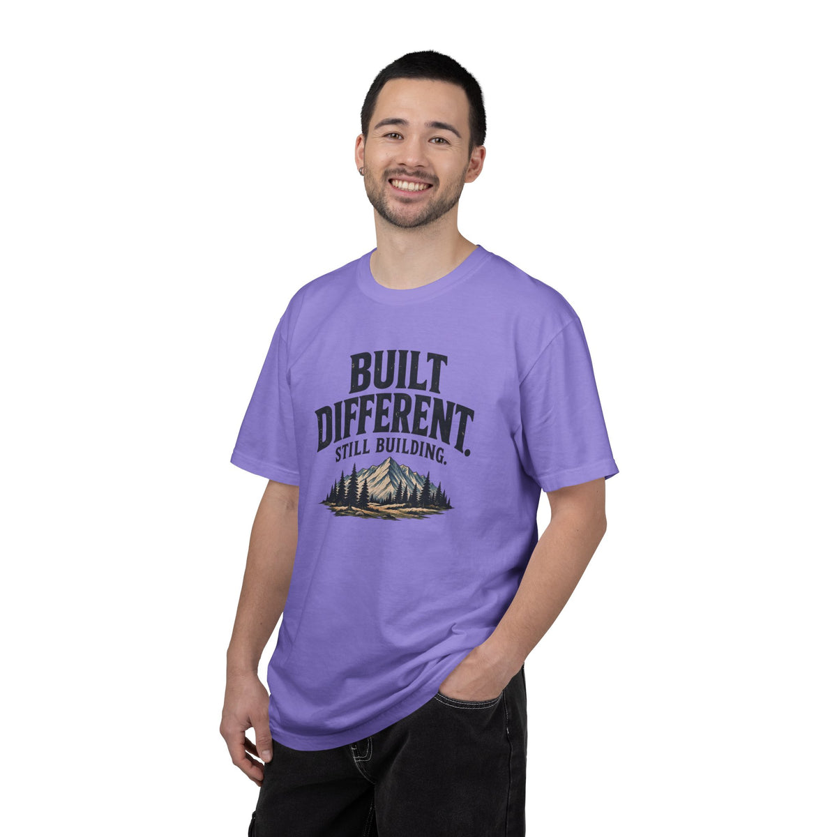 Built Different Still Building T-Shirt | Motivational Mountain Graphic Tee | Comfort Colors 1717