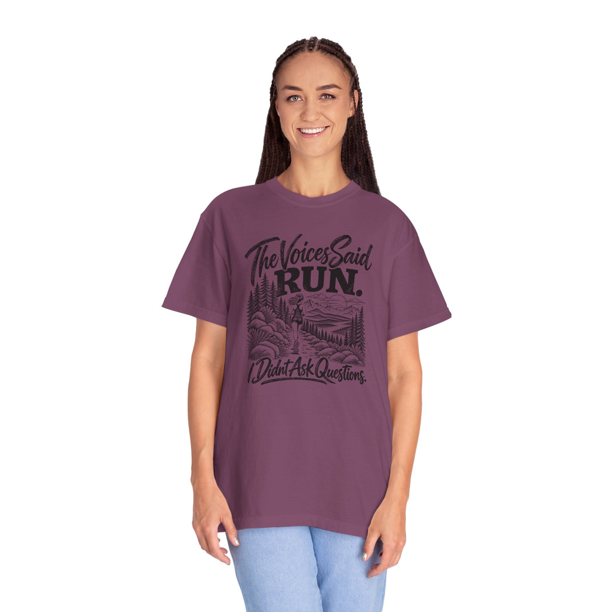 The Voices Said RUN – Funny Trail Running Graphic Tee | Comfort Colors 1717