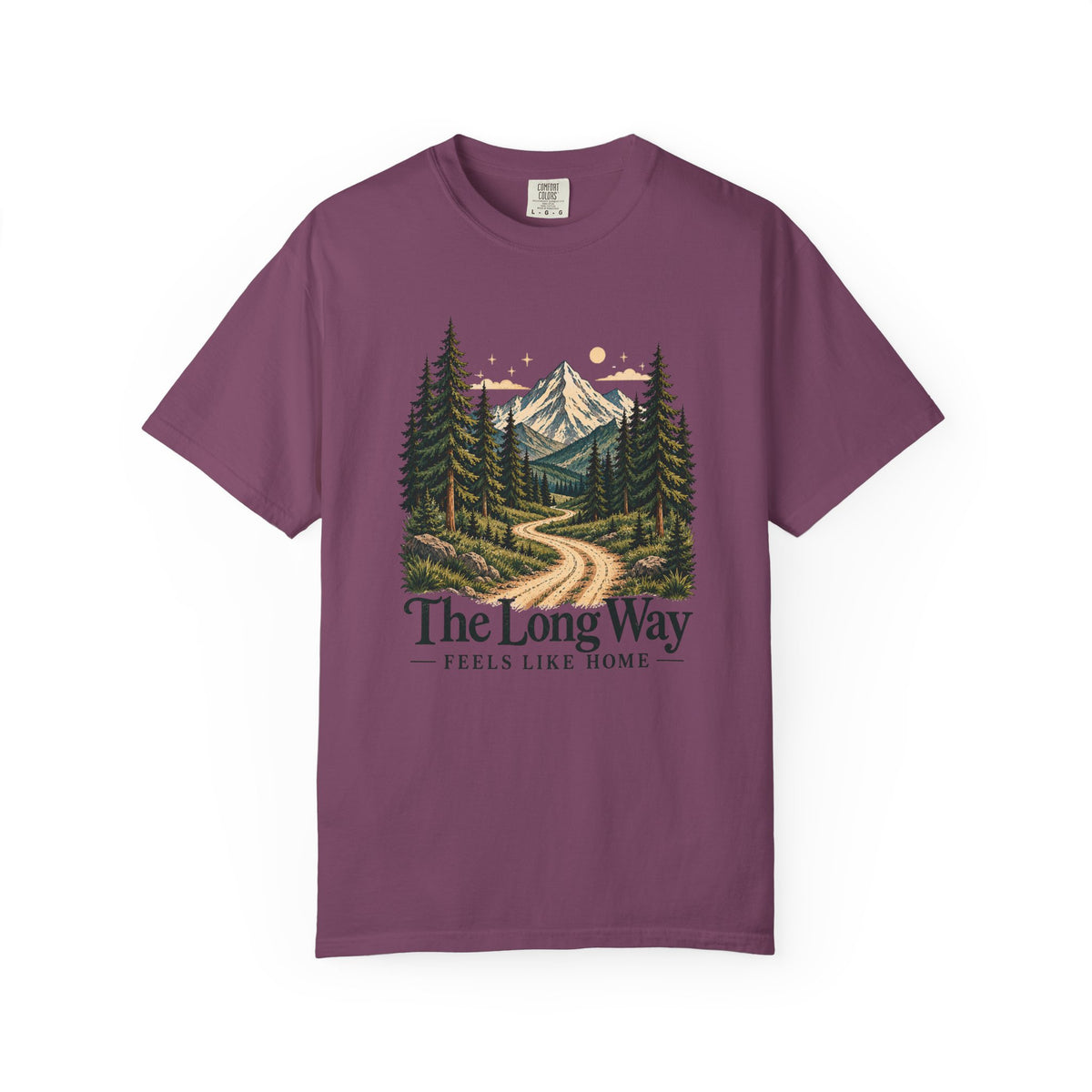 The Long Way Feels Like Home T-Shirt | Vintage Mountain Graphic Tee | Comfort Colors 1717