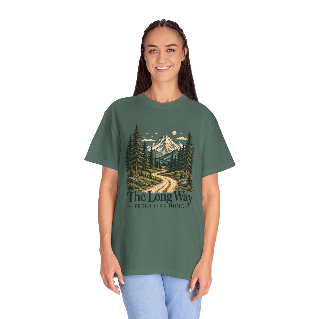 The Long Way Feels Like Home T-Shirt | Vintage Mountain Graphic Tee | Comfort Colors 1717